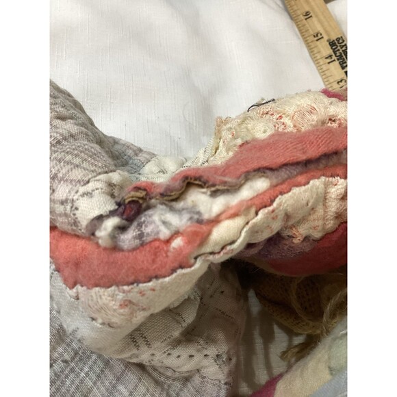 Vintage Folk Art Primitive Santa Claus Hand Made From A Quilt Patchwork Signed - Picture 14 of 16